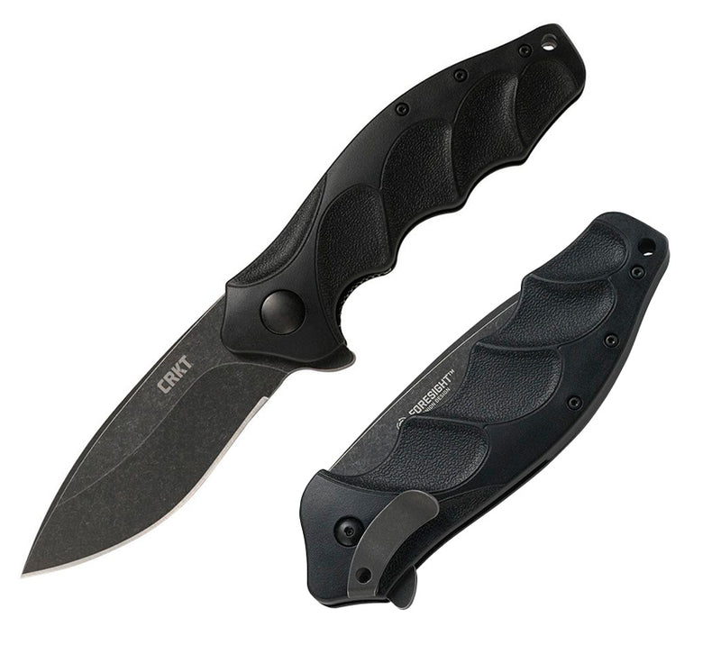 CRKT Foresight Linerlock A/O 3.5" 1.4116 Steel Blade Black Finger Grooved GRN Handle K221KKP -CRKT - Survivor Hand Precision Knives & Outdoor Gear Store