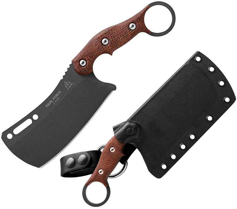 TOPS Tidal Force Cleaver Fixed Knife 4.88" 1095HC Steel Blade Burlap Micarta Handle TFOR01 -TOPS - Survivor Hand Precision Knives & Outdoor Gear Store