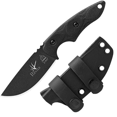 TOPS 3 Pointer Fixed Knife 3.13" 1095HC Steel Blade Black Canvas Micarta Handle 3PR01 -TOPS - Survivor Hand Precision Knives & Outdoor Gear Store