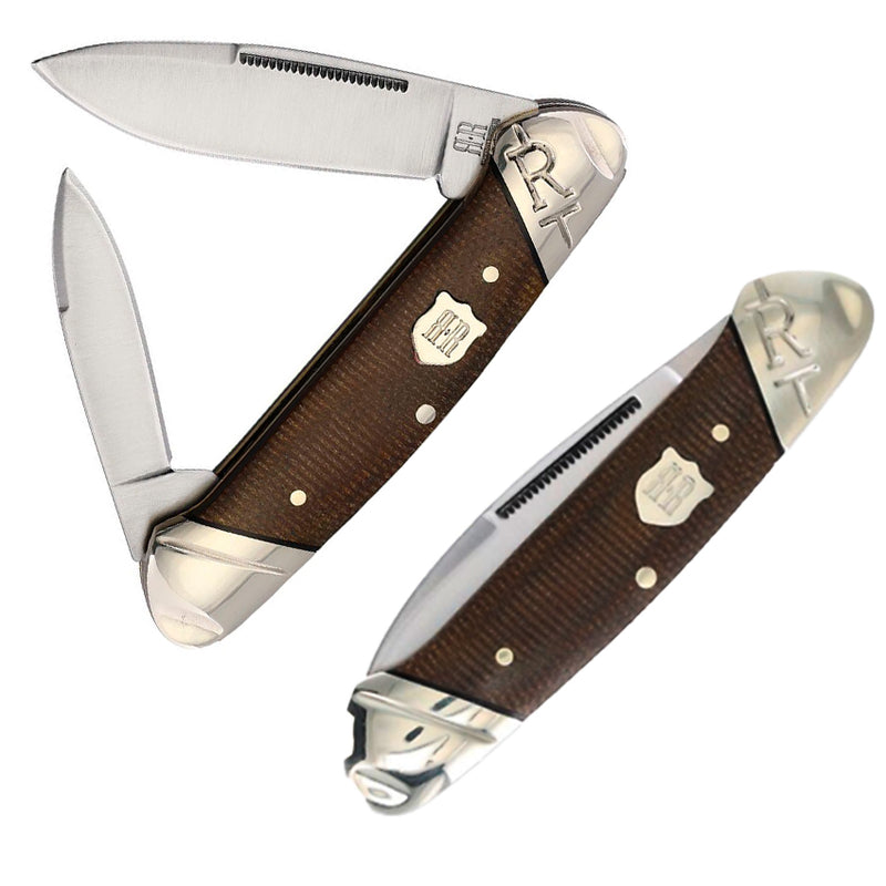 Rough Ryder Canoe Pocket Knife 440 Steel Spear/Pen Blades Brown Burlap Micarta Handle 2331 -Rough Ryder - Survivor Hand Precision Knives & Outdoor Gear Store