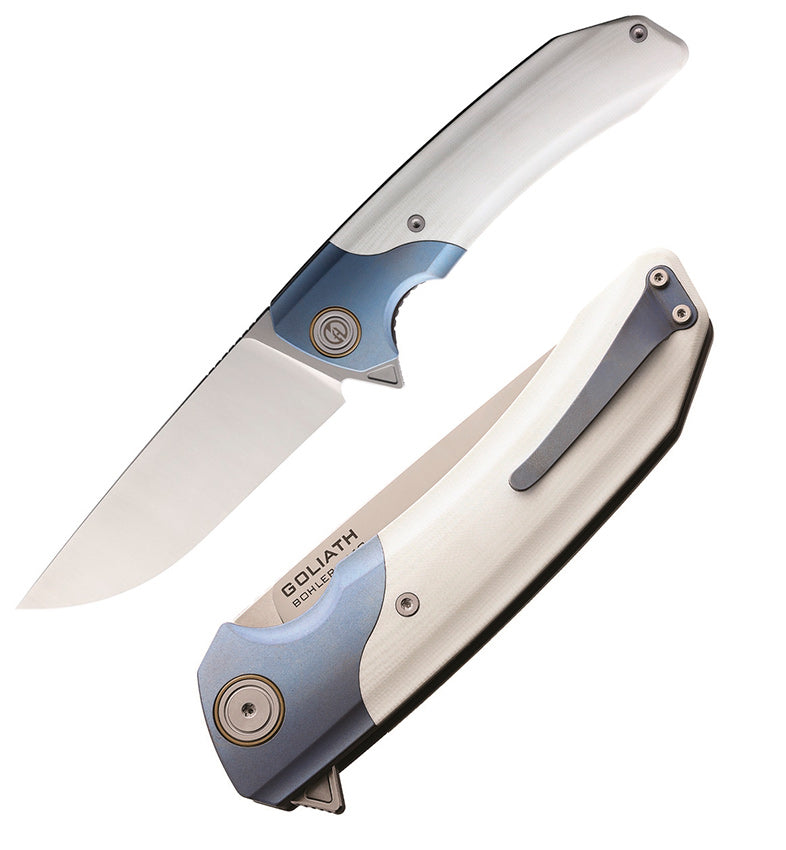 Maxace Goliath 2.0 Liner Folding Knife 4.5" Bohler K110 Steel Blade White G10 Handle XMGL204 -Maxace - Survivor Hand Precision Knives & Outdoor Gear Store