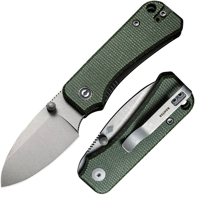 Civivi Baby Banter Linerlock Folding Knife 2.25" Nitro-V Steel Blade Green Canvas Micarta Handle VC19068SB1 -Civivi - Survivor Hand Precision Knives & Outdoor Gear Store