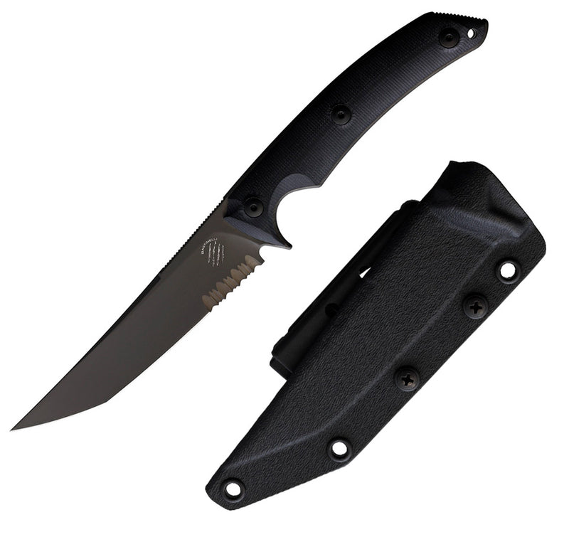 Bastinelli Creations PY Fixed Knife 5" Bohler N690 Steel Tanto Blade Black G10 Handle S207S -Bastinelli Creations - Survivor Hand Precision Knives & Outdoor Gear Store