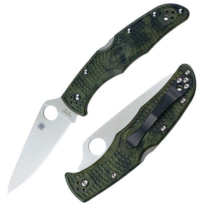 Spyderco Endura 4 Lockback Folding Knife 3.75" VG-10 Steel Blade Zome Green Textured FRN Handle 10ZFPGR -Spyderco - Survivor Hand Precision Knives & Outdoor Gear Store