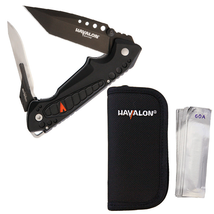 Havalon EXP Tactical Pocket Knife 3.13" AUS-8 Steel Blades Black Fiberglass Handle 80250 -Havalon - Survivor Hand Precision Knives & Outdoor Gear Store