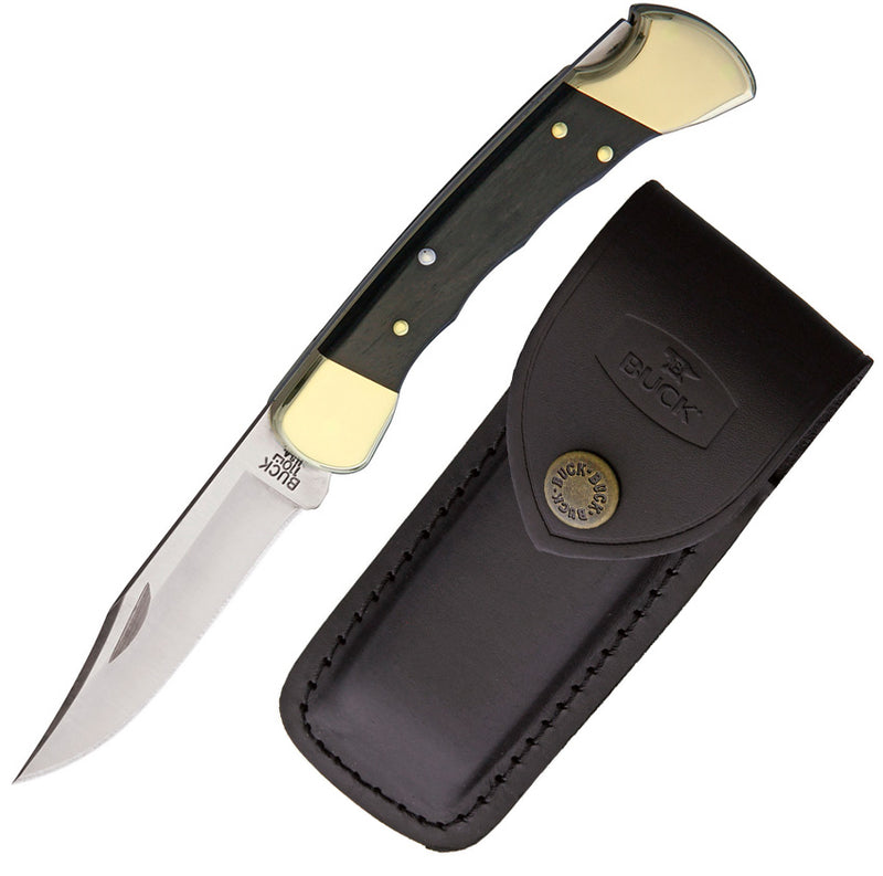 Buck Hunter Folding Knife 3.75" 420HC Steel Blade Genuine Crelicam Ebony Finger Grooved Handle 110FG -Buck - Survivor Hand Precision Knives & Outdoor Gear Store