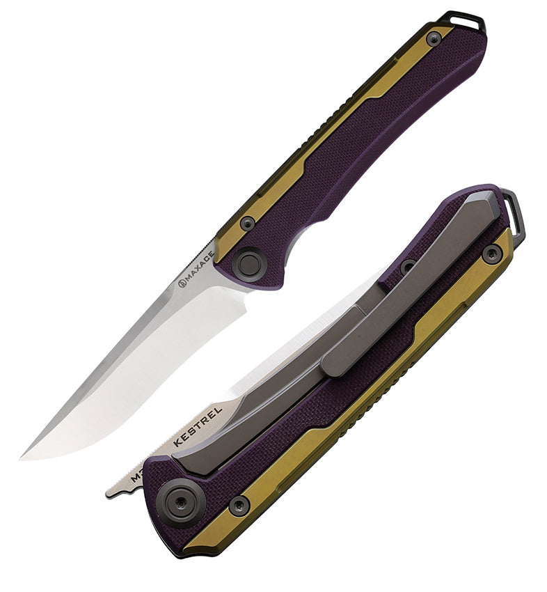 Maxace Kestrel Folding Knife 3.75" Bohler M390 Steel Blade Purple G10/Titanium Handle XMKT201 -Maxace - Survivor Hand Precision Knives & Outdoor Gear Store