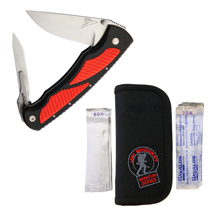 Havalon Titan Linerlock Shockey Pocket Knife 2.75" AUS-8 Steel Blades Black/Red Sculpted Polymer Handle 80220 -Havalon - Survivor Hand Precision Knives & Outdoor Gear Store