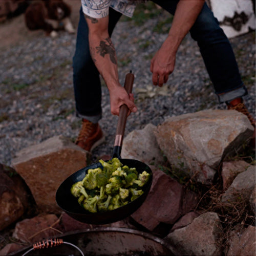 Barebones Living Long Handle Wok Heavy-Duty Traditional 12" Rolled Steel Bowl RE455 -Barebones Living - Survivor Hand Precision Knives & Outdoor Gear Store