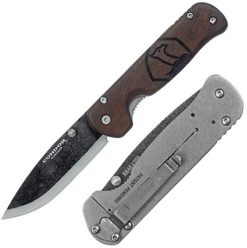 Condor Krakatoa Folding Knife 3.5" 1095HC Steel Blade Walnut / Stainless Handle TK395242HC -Condor - Survivor Hand Precision Knives & Outdoor Gear Store