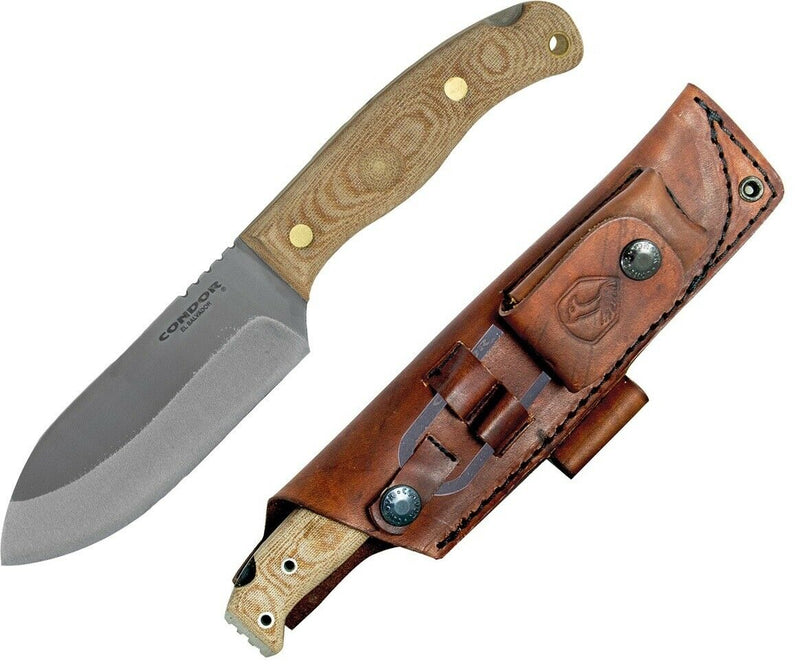 Condor Toki Fixed Knife 4.5" 1075HC Steel Full Blade Natural Canvas Micarta Handle 392047HC -Condor - Survivor Hand Precision Knives & Outdoor Gear Store