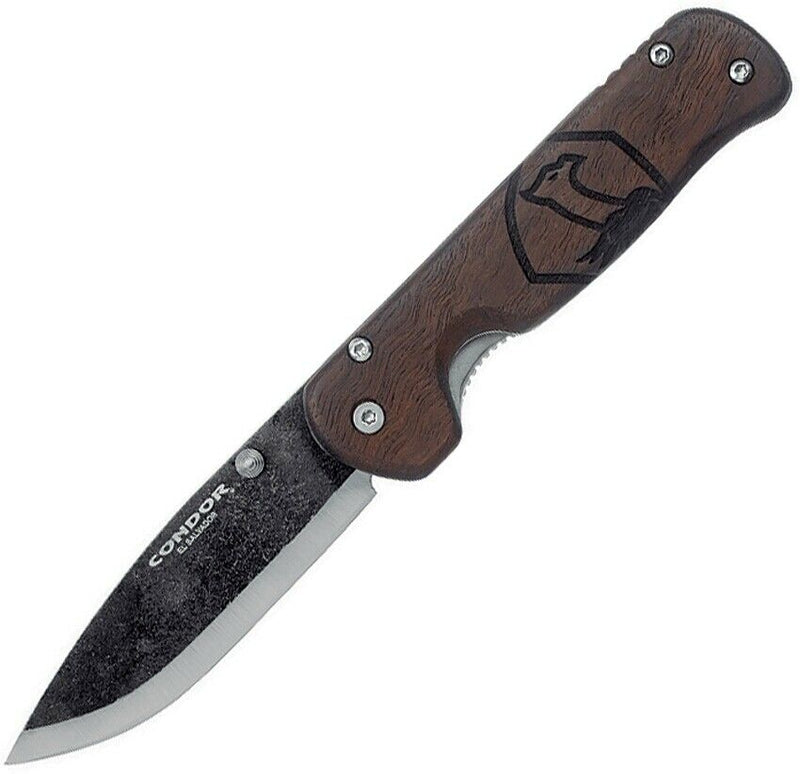 Condor Krakatoa Folding Knife 3.5" 1095HC Steel Blade Walnut / Stainless Handle TK395242HC -Condor - Survivor Hand Precision Knives & Outdoor Gear Store