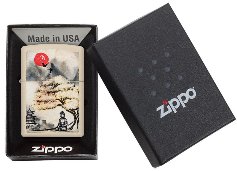 Zippo Lighter Pagoda Bonsai Buddha Feature Windproof All Metal Construction 08776 -Zippo - Survivor Hand Precision Knives & Outdoor Gear Store