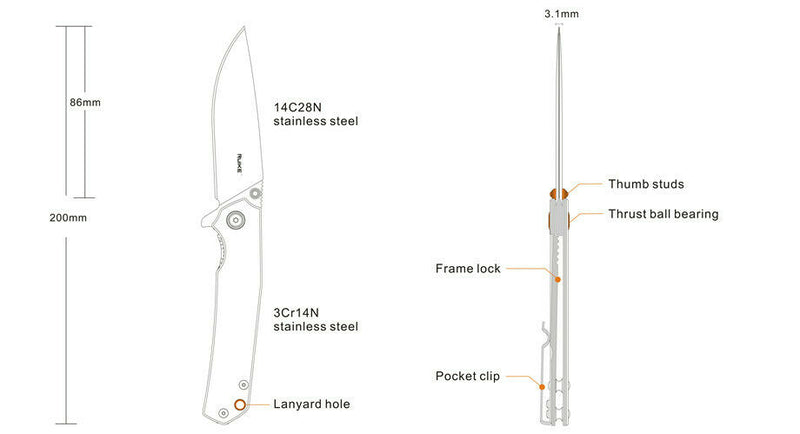 RUIKE P801 Framelock Folding Knife 3.5" 14C28N Steel Blade 3Cr14 Steel Handle P801SF -RUIKE - Survivor Hand Precision Knives & Outdoor Gear Store