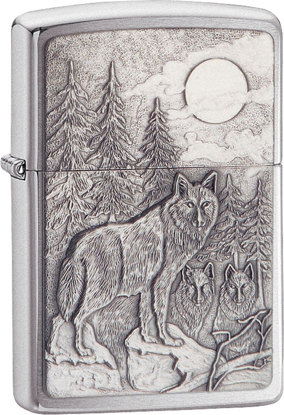 Zippo Lighter Timberwolves Emblem Windproof Refillable Brushed Chrome Construction Made In USA 20855 -Zippo - Survivor Hand Precision Knives & Outdoor Gear Store