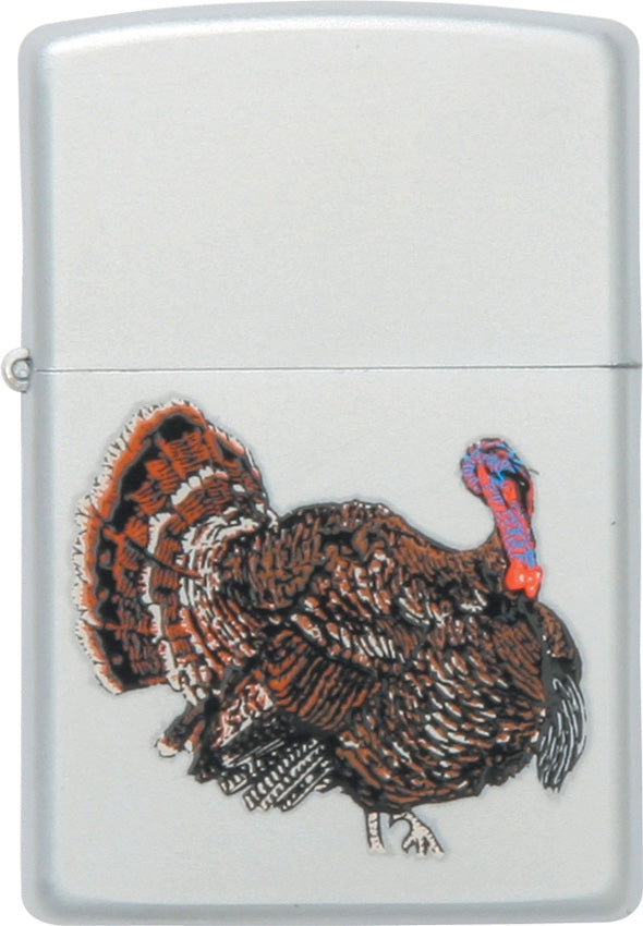 Zippo Lighter Wild Turkey Satin Chrome Construction Dimensions 1.44" x 2.25" Made In USA 23482 -Zippo - Survivor Hand Precision Knives & Outdoor Gear Store