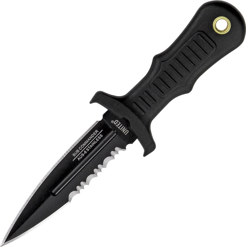 United Cutlery Sub Commander Fixed Knife 2.5" AUS-6 Steel Blade Black TPR Handle 2724 -United Cutlery - Survivor Hand Precision Knives & Outdoor Gear Store