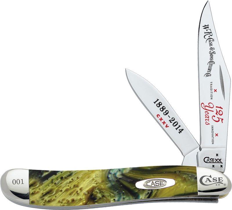 Case XX Peanut 125th Anniversary Pocket Knife Stainless Blades Green Corelon Handle 9220125MM -Case Cutlery - Survivor Hand Precision Knives & Outdoor Gear Store