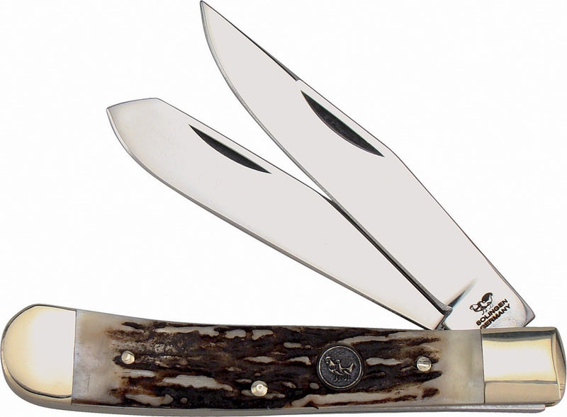 Hen & Rooster Trapper Pocket Knife Stainless Steel Blades Deer Stag Handle 312DS -Hen & Rooster - Survivor Hand Precision Knives & Outdoor Gear Store