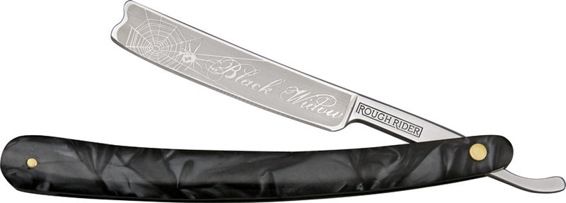 Rough Ryder Black Widow Razor 440 Steel Blade Black And Gray Celluloid Handle 1209 -Rough Ryder - Survivor Hand Precision Knives & Outdoor Gear Store