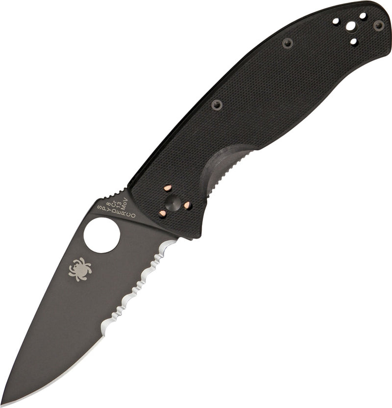 Spyderco Tenacious Liner Folding Knife 3.38" Part Serrated 8Cr13MoV Steel Blade Black G10 Handle 122GBBKPS -Spyderco - Survivor Hand Precision Knives & Outdoor Gear Store