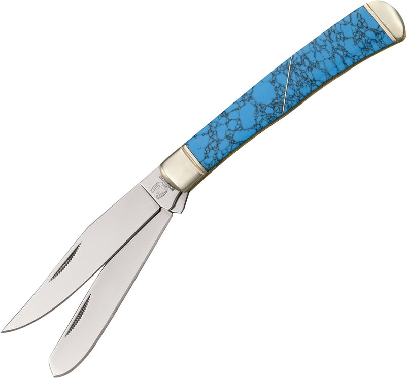 Rough Ryder Trapper Pocket Knife 440A Steel Blade Imitation Turquoise Handle 1371 -Rough Ryder - Survivor Hand Precision Knives & Outdoor Gear Store