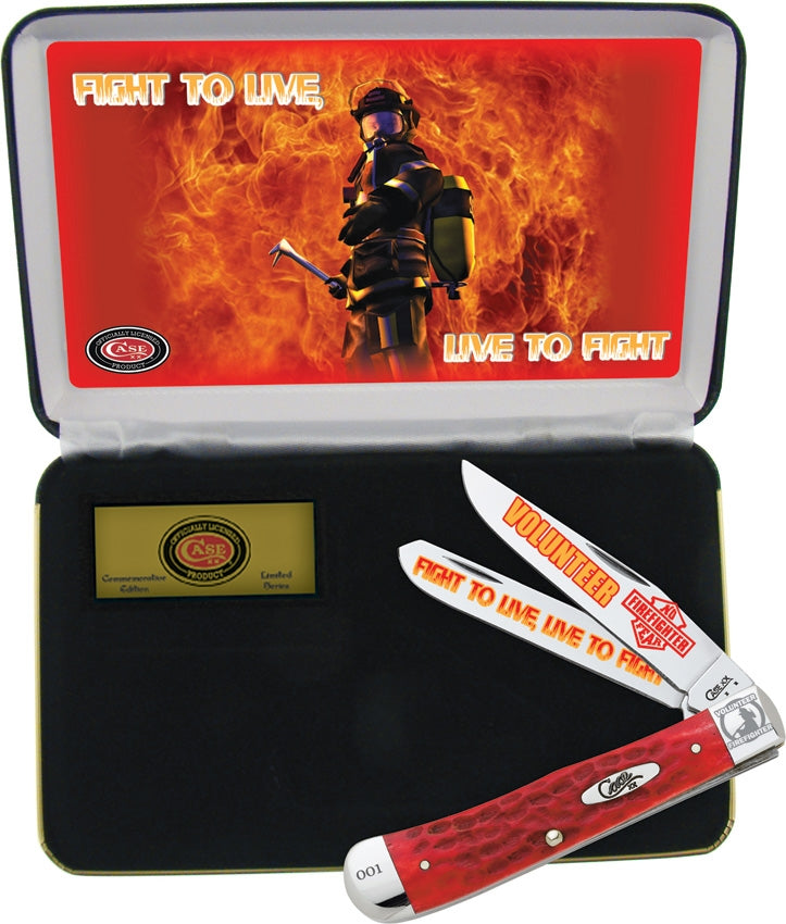 Case XX Volunteer Firefighter Pocket Knife Stainless Steel Blades Red Pick Bone Handle CAVFF -Case Cutlery - Survivor Hand Precision Knives & Outdoor Gear Store