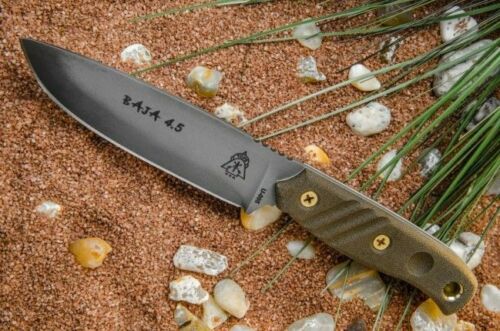 TOPS Baja Fixed Knife 4.875" 1095HC Steel Full Tang Blade Green Canvas Micarta Handle BAJA45 -TOPS - Survivor Hand Precision Knives & Outdoor Gear Store