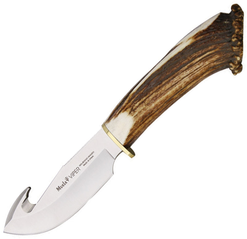 Muela Viper Fixed Knife 4.25" Stainless Steel Guthook Blade Crown Stag Handle 93301 -Muela - Survivor Hand Precision Knives & Outdoor Gear Store