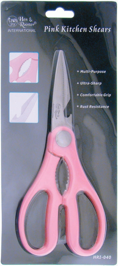 Hen & Rooster Kitchen Shears 2.88" Stainless Blades Pink Synthetic Handle I040 -Hen & Rooster - Survivor Hand Precision Knives & Outdoor Gear Store