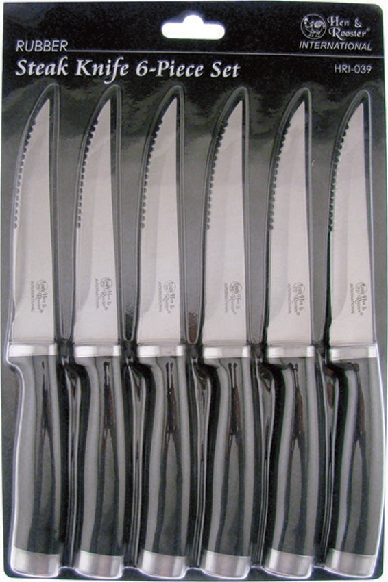 Hen & Rooster International 6 Pc Steak Kitchen Knife 4.5" Set Carbon Steel Blades Synthetic Handles I039 -Hen & Rooster - Survivor Hand Precision Knives & Outdoor Gear Store