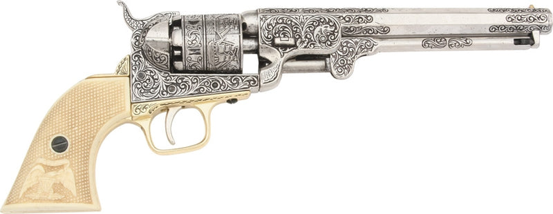 Denix Civil War 1851 Navy Revolver Replica Antique Finish Barrel With Engraved Scroll Design Artwork 1040B -Denix - Survivor Hand Precision Knives & Outdoor Gear Store