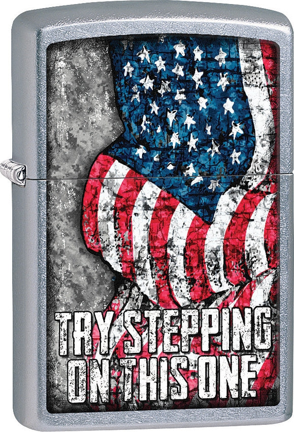 Zippo Lighter US Flag Windproof Refillable Street Chrome Made In USA 15241 -Zippo - Survivor Hand Precision Knives & Outdoor Gear Store