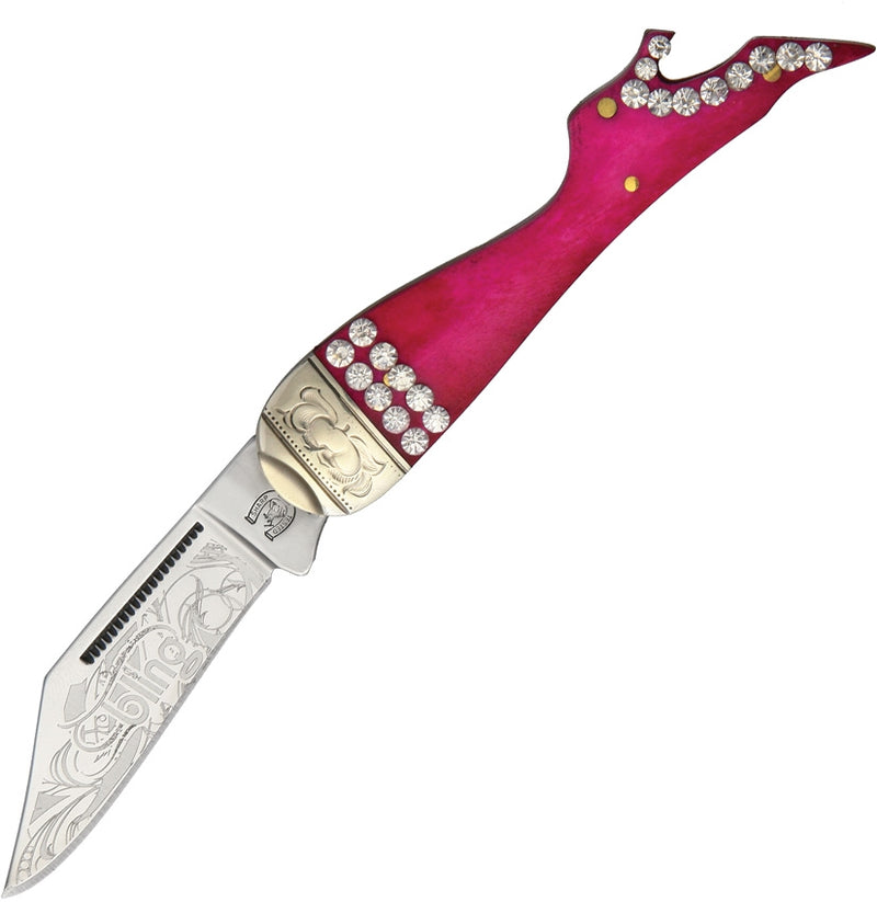 Rough Ryder Bling Lady Leg Folding Knife 2.13" Stainless Steel Blade Pink Smooth Bone Handle 1440 -Rough Ryder - Survivor Hand Precision Knives & Outdoor Gear Store