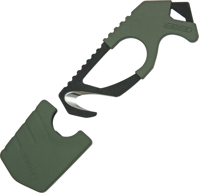 Gerber Strap Cutter Fixed Knife 420 HC Stainless Steel Blade Green Rubber Handle 1943 -Gerber - Survivor Hand Precision Knives & Outdoor Gear Store