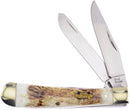 Frost Trapper Pocket Knife Mirror Finish Stainless Steel Blades Stag Bone Handle FSW108DS -Frost Cutlery - Survivor Hand Precision Knives & Outdoor Gear Store