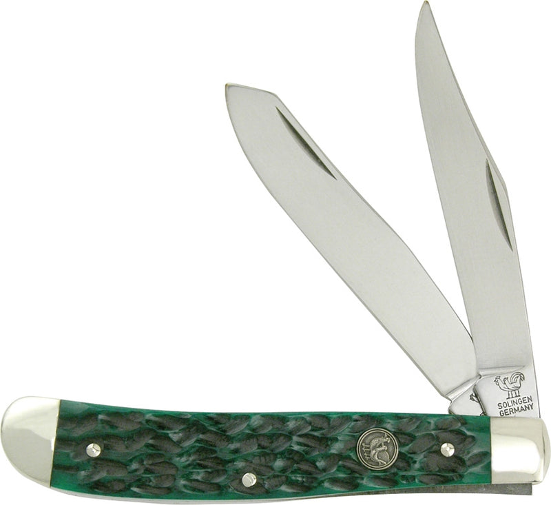 Hen & Rooster Trapper Pocket Knife Stainless Steel Blades Green Pick Bone Handle 412GPB -Hen & Rooster - Survivor Hand Precision Knives & Outdoor Gear Store