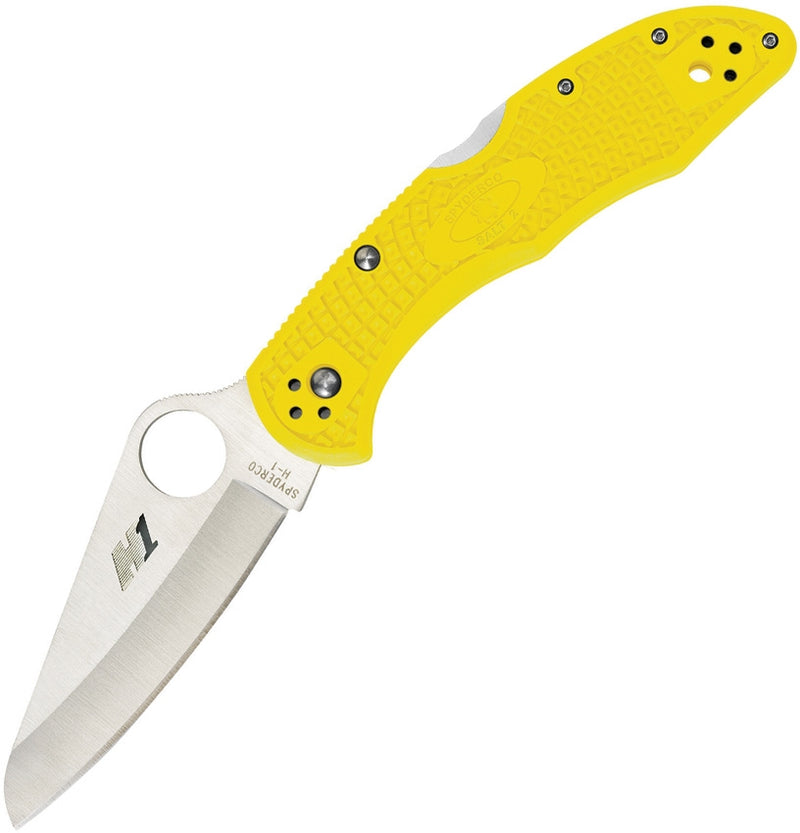 Spyderco Salt 2 Folding Knife 3.0" H-1 Steel Sheepfoot Blade Yellow FRN Handle 88PYL2 -Spyderco - Survivor Hand Precision Knives & Outdoor Gear Store