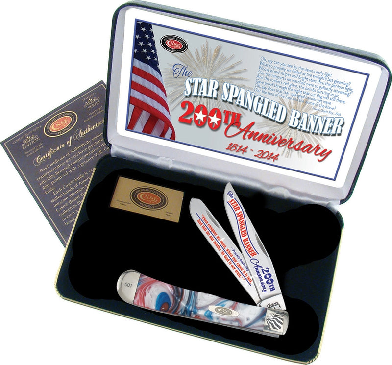 Case XX Star Spangled Trapper Pocket Knife Stainless Blades Synthetic Handle SSBSTAR -Case Cutlery - Survivor Hand Precision Knives & Outdoor Gear Store