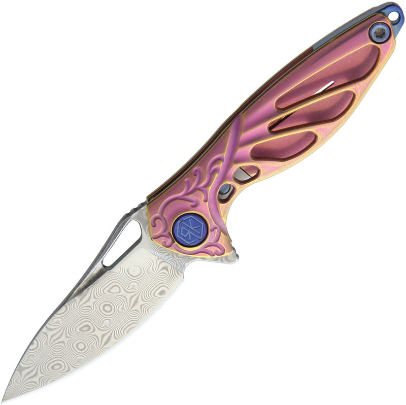 Rike Knife Hummingbird Folding 2.25" Damasteel DS93X Steel Blade Pink Titanium INIP -Rike Knife - Survivor Hand Precision Knives & Outdoor Gear Store