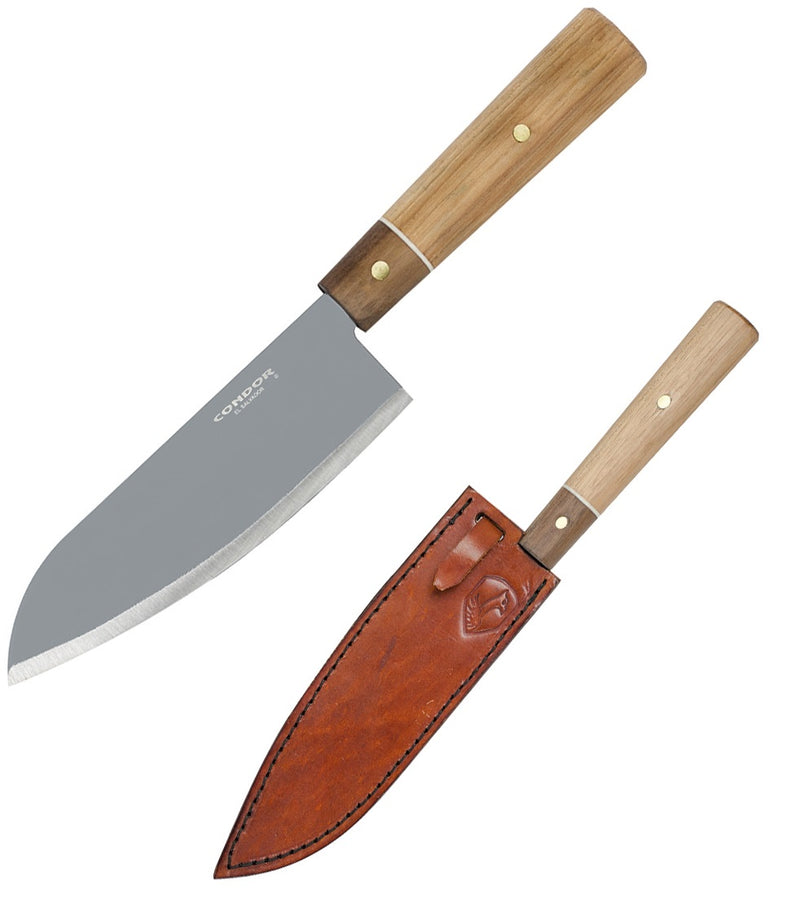 Condor Kondoru Kitchen Santoku Knife 6.25" 1095HC Steel Blade Hickory/Walnut Handle TK500065 -Condor - Survivor Hand Precision Knives & Outdoor Gear Store