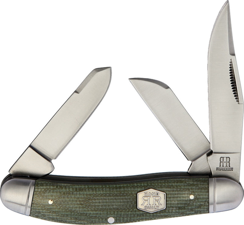 Rough Ryder Sowbelly Pocket Knife Stainless Steel Blades Green Canvas Micarta Handle 1991 -Rough Ryder - Survivor Hand Precision Knives & Outdoor Gear Store