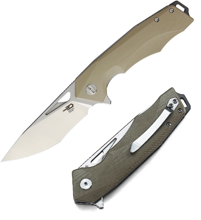 Bestech Knives Toucan Folding Knife 3.5" D2 Tool Steel Blade Beige G10 Handle G14C1 -Bestech Knives - Survivor Hand Precision Knives & Outdoor Gear Store