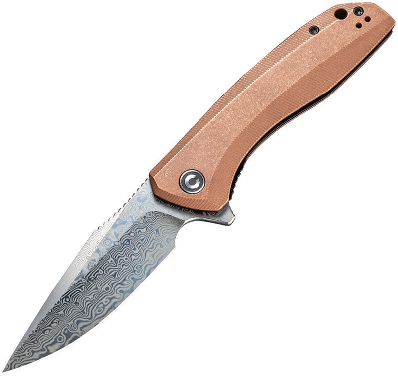 Civivi Baklash Linerlock Folding Knife 3.50" Damascus Steel Blade Copper Handle C801DS2 -Civivi - Survivor Hand Precision Knives & Outdoor Gear Store