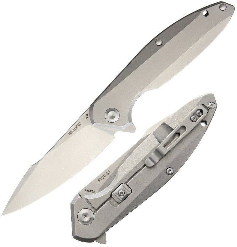 RUIKE P128-SF Framelock Folding Knife 3.88" 14C28N Sandvik Steel Blade 3Cr13 Stainless Handle P128SF -RUIKE - Survivor Hand Precision Knives & Outdoor Gear Store