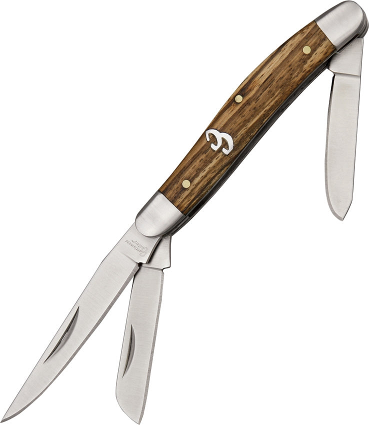 Cattleman Stockman Knife 3Cr13 Stainless Steel Blades Zebra Wood Handle CC-1ZW 0001ZW -Cattleman's - Survivor Hand Precision Knives & Outdoor Gear Store