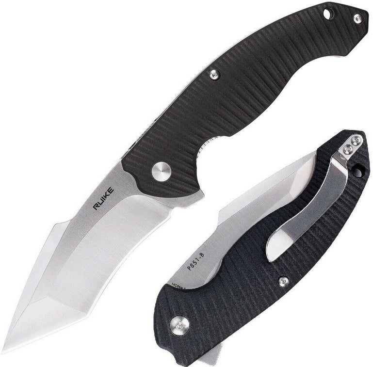 RUIKE P851 Linerlock Folding Knife 3.5" 14C28N Steel Blade Black Sculpted G10 Handle EP851B -RUIKE - Survivor Hand Precision Knives & Outdoor Gear Store