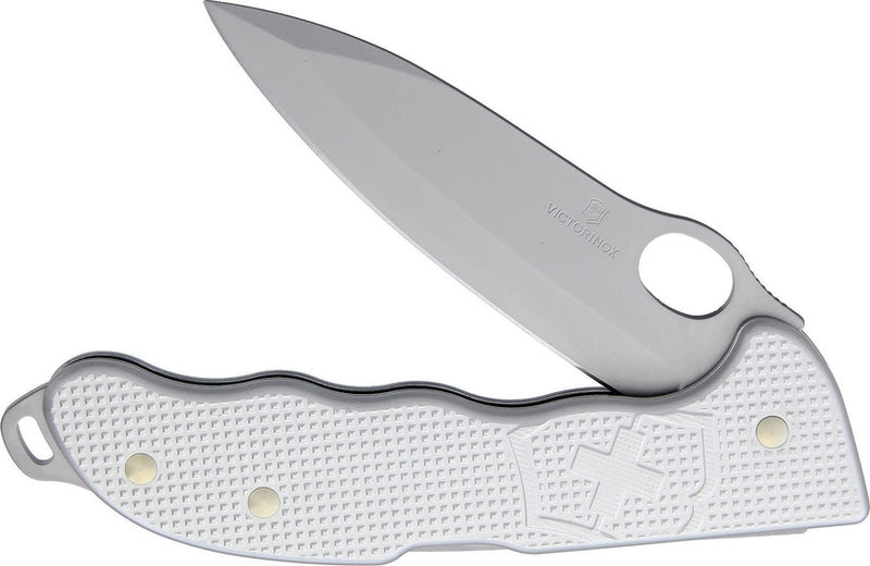 Victorinox Hunter Pro Clip Folding Knife 4" Stainless Steel Blade Silver Ribbed Alox Handle 09415M26 -Victorinox - Survivor Hand Precision Knives & Outdoor Gear Store