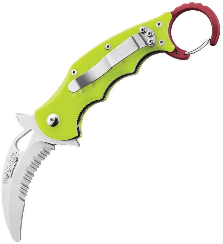 Fox Rescue Karambit Folding Knife 2.63" N690 Steel Blade Yellow G10 Handle 599RSY -Fox - Survivor Hand Precision Knives & Outdoor Gear Store