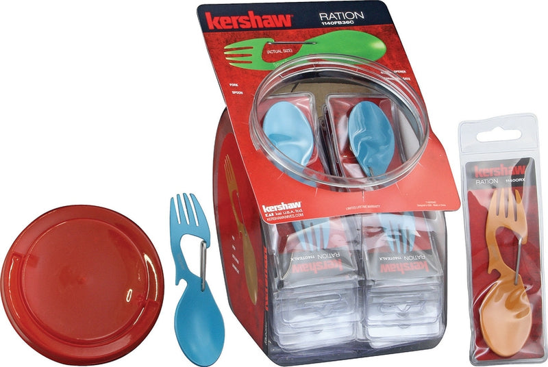 Kershaw Ration Display 36 Pieces Hybrid Fork Spoon Bottle Opener Carabiner Gate 1140FB36C -Kershaw - Survivor Hand Precision Knives & Outdoor Gear Store